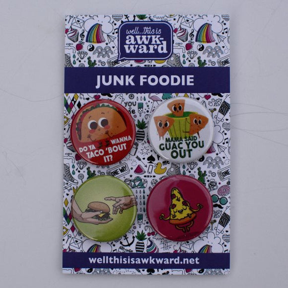 Button pin 4-pack: Junk Food theme