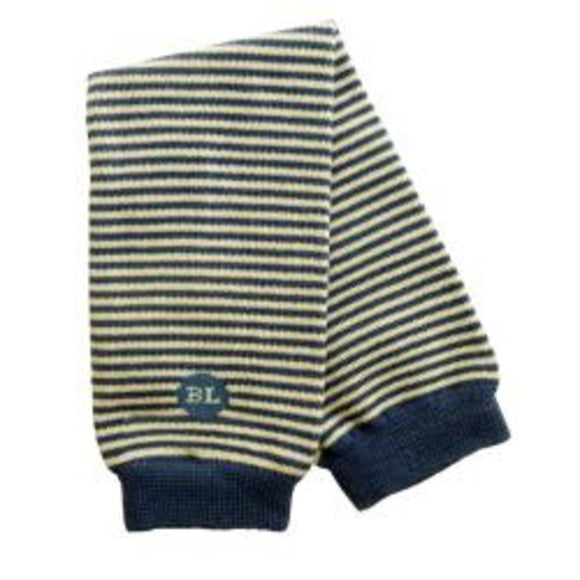 Baby boy legwarmers, navy stripe, flat