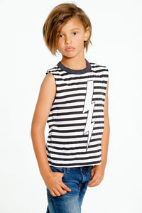 Chaser Kids Striped Lightning Muscle Tank