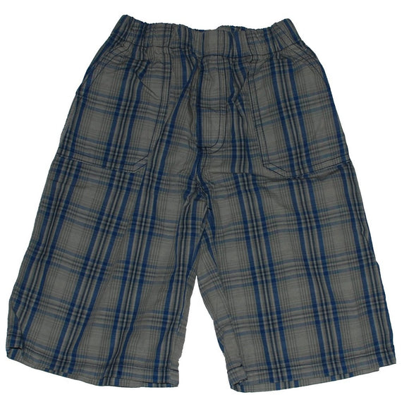 Boys Blue Plaid Shorts, Elastic Waistband