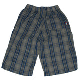 Boys Blue Plaid Shorts, Elastic Waistband back view