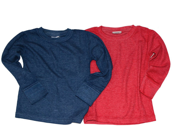 Ultra soft boys solid thermal shirt, navy or red