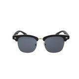Tween sunglasses, front view. Black frames with gold metal trim and clear nosepieces. No logo on the lens