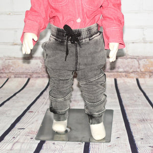 Washed Knit Biker Jogger, Grey - Clearance!