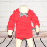 Red Baby Onesie  with Checked Bowtie