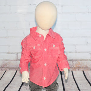 Red Chambray Button-up