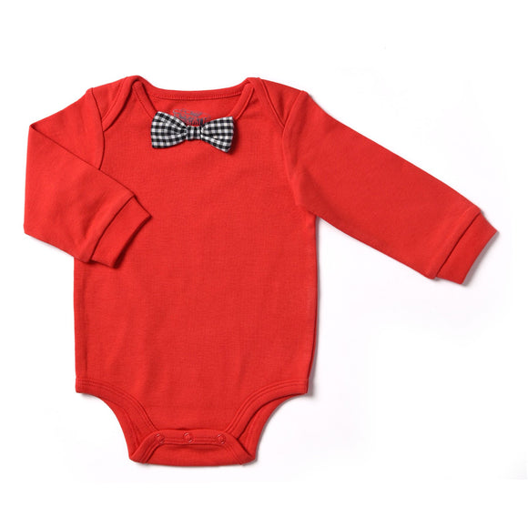 Red Baby Onesie  with Checked Bowtie