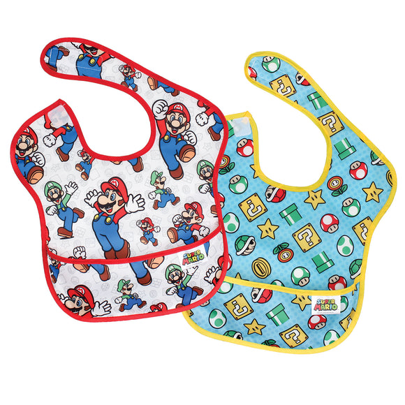 Super Mario Waterproof Bibs, 2-pack