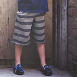 Jersey Knit Shorts, Blue/Grey Stripe back view