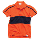 Wes & Willy Boys Rugby Polo, Orange and Navy
