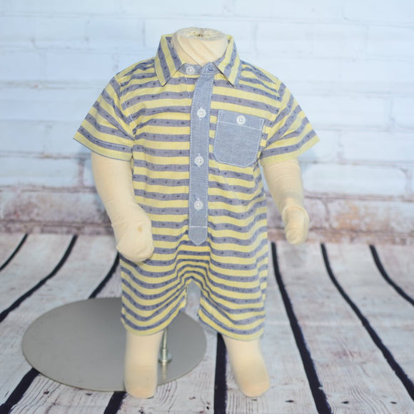 Stripe Chambray Baby Romper