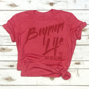 Boymom Life - They're all mine T-shirt, Red