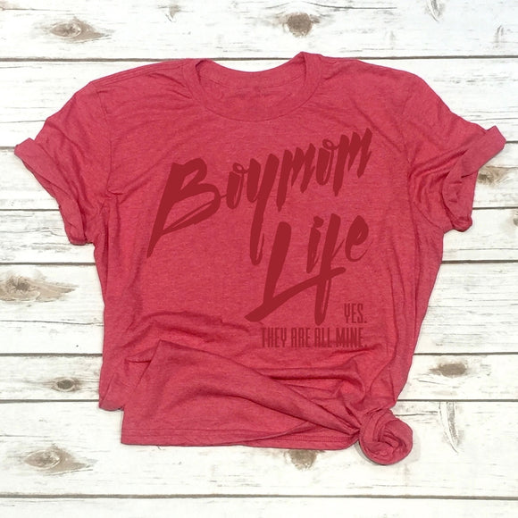 Boymom Life - They're all mine T-shirt, Red