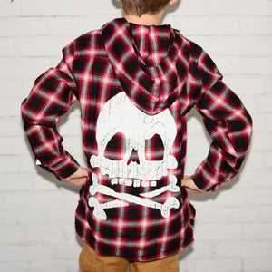 Plaid Flannel Skull Hoodie