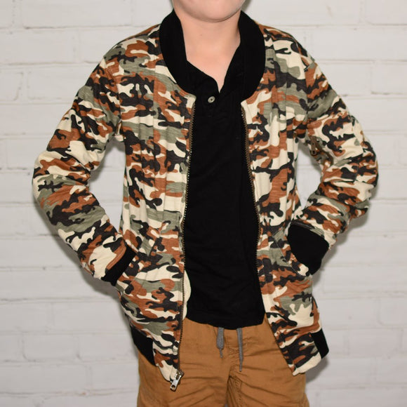 Camo Knit Bomber Jacket