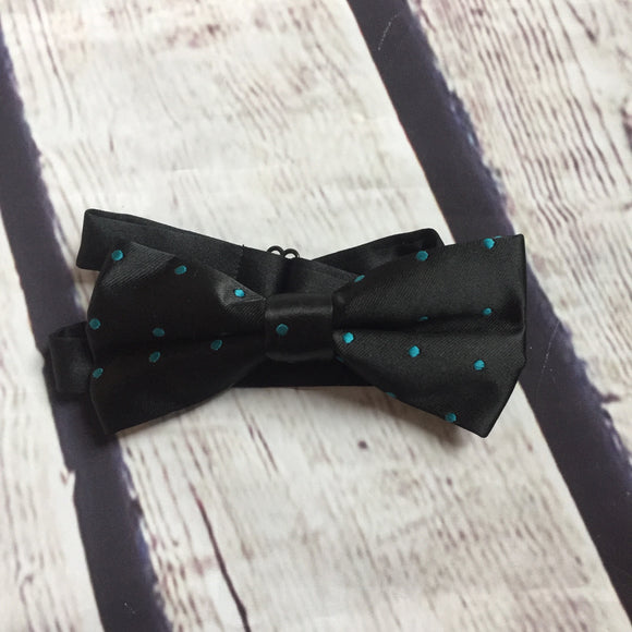 Boys Bow Tie - Navy/Teal Dot