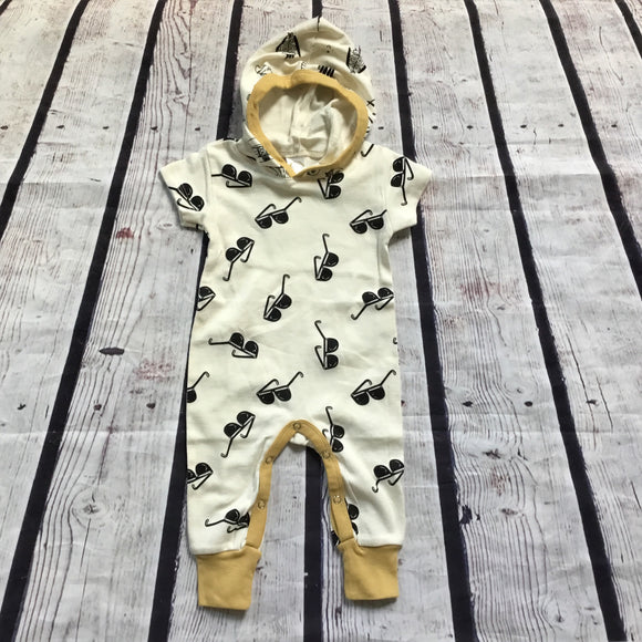 Sunglasses Print Hooded Baby Romper